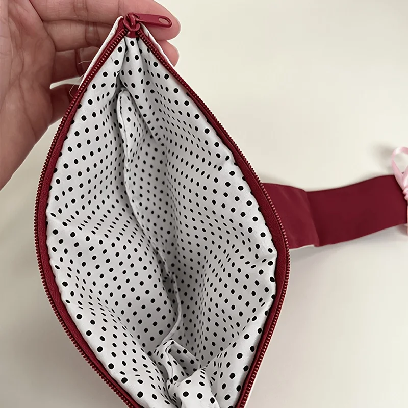 Girlish Bow Glasses Pouch, Color Block Fabric Snap Button Design, Portable Glasses Sleeve for Travel, Holiday Gift