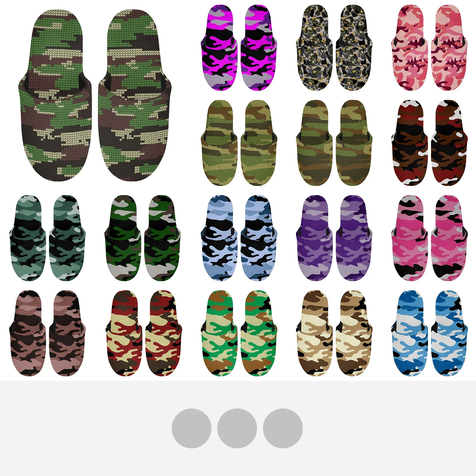 High Quality Men Women Indoor Green Camouflage Cotton Slippers Soft Comfort EPE Lined Household Casual Shoes Rubber Mute Sole