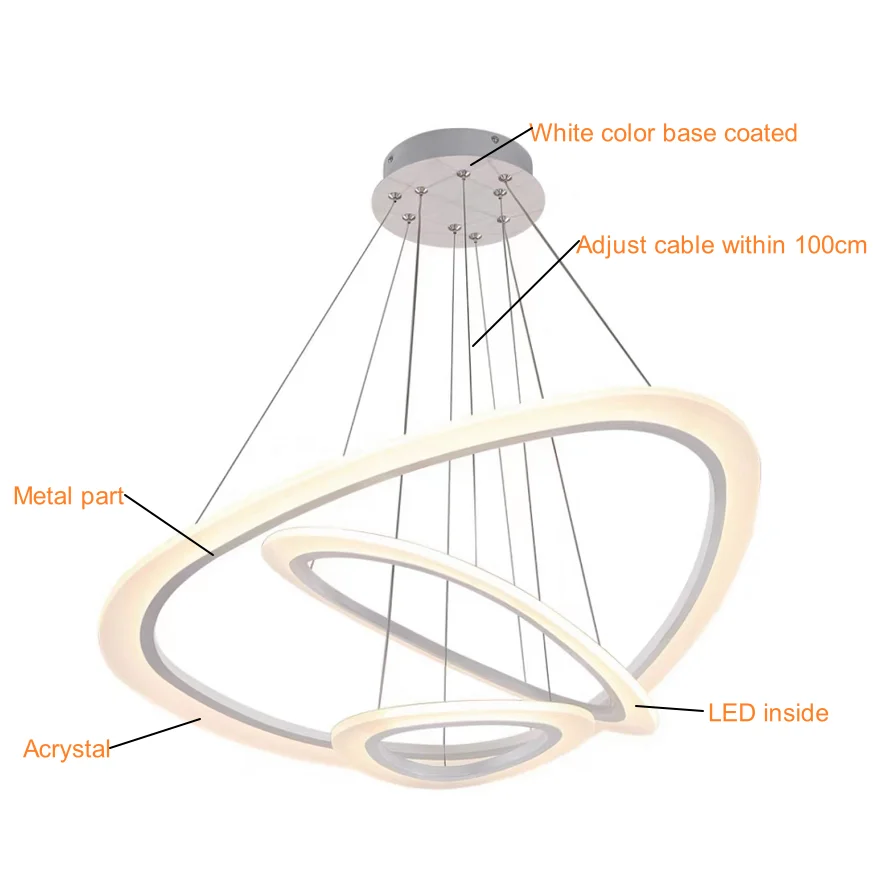 Modern Adjustable Cable Irregular Circle Pendant Lights for Living Room Hallway  Kitchen Acrylic Body LED Chips Lustre Fixtures