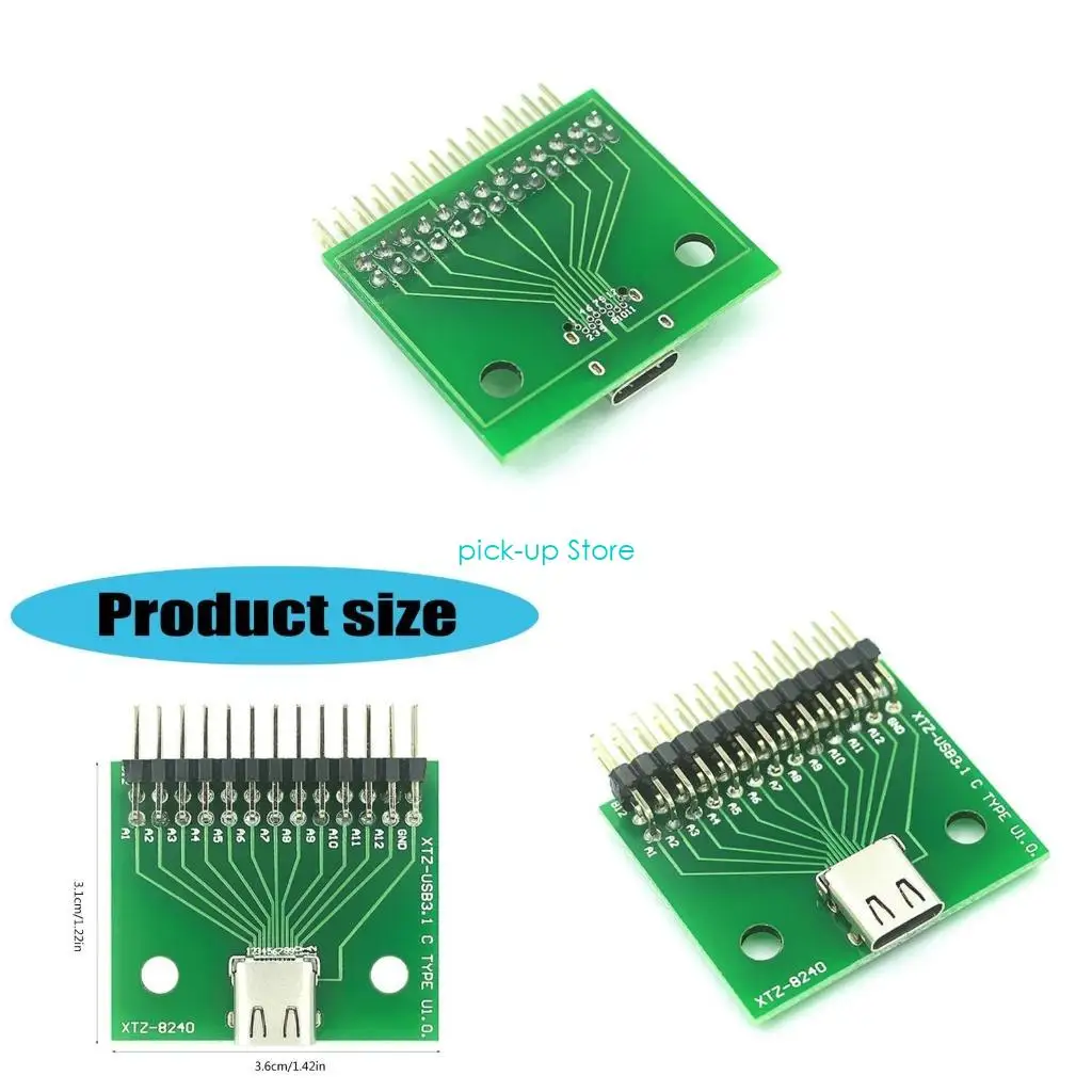 

Q5WA Type C Female Test Board With 24 Pin Female Connector For Fast Data Cable Transfers positive and negative
