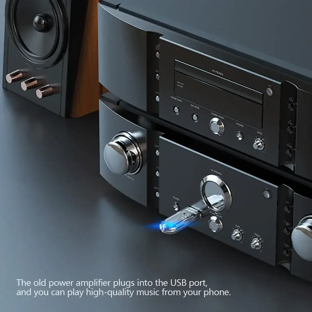 سيارة بلوتوث 5.3 USB استقبال يدوي دعوة مجموعة الطاقة المحمولة مكبر صوت للسيارة جهاز استقبال للموسيقى خفيفة الوزن بلا ضوضاء للكمبيوتر السيارات