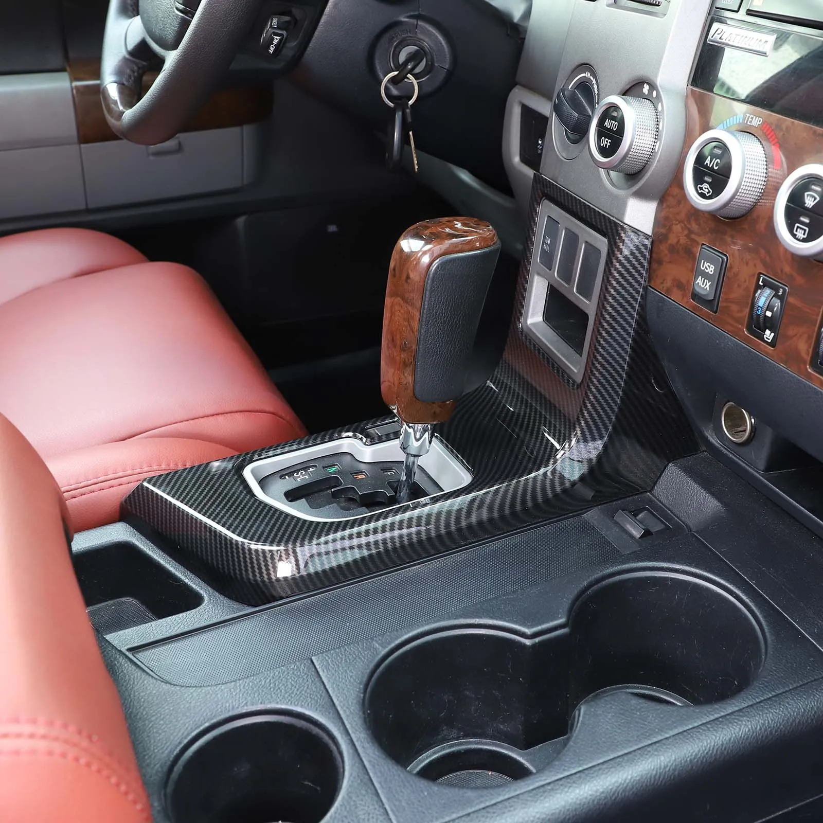 

For Toyota Tundra 2007-2013 ABS Matte black/carbon fiber Car Center Control Gear Panel Frame cover Trim Sticker Car Accessories