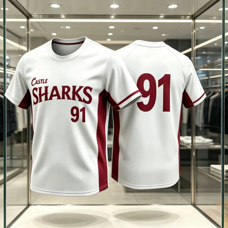 Hot Korea Perfect Crown Castle Sharks 91 American Sports Shirt Breathable Casual Street Wear Short Sleeved Parent-child T-shirt