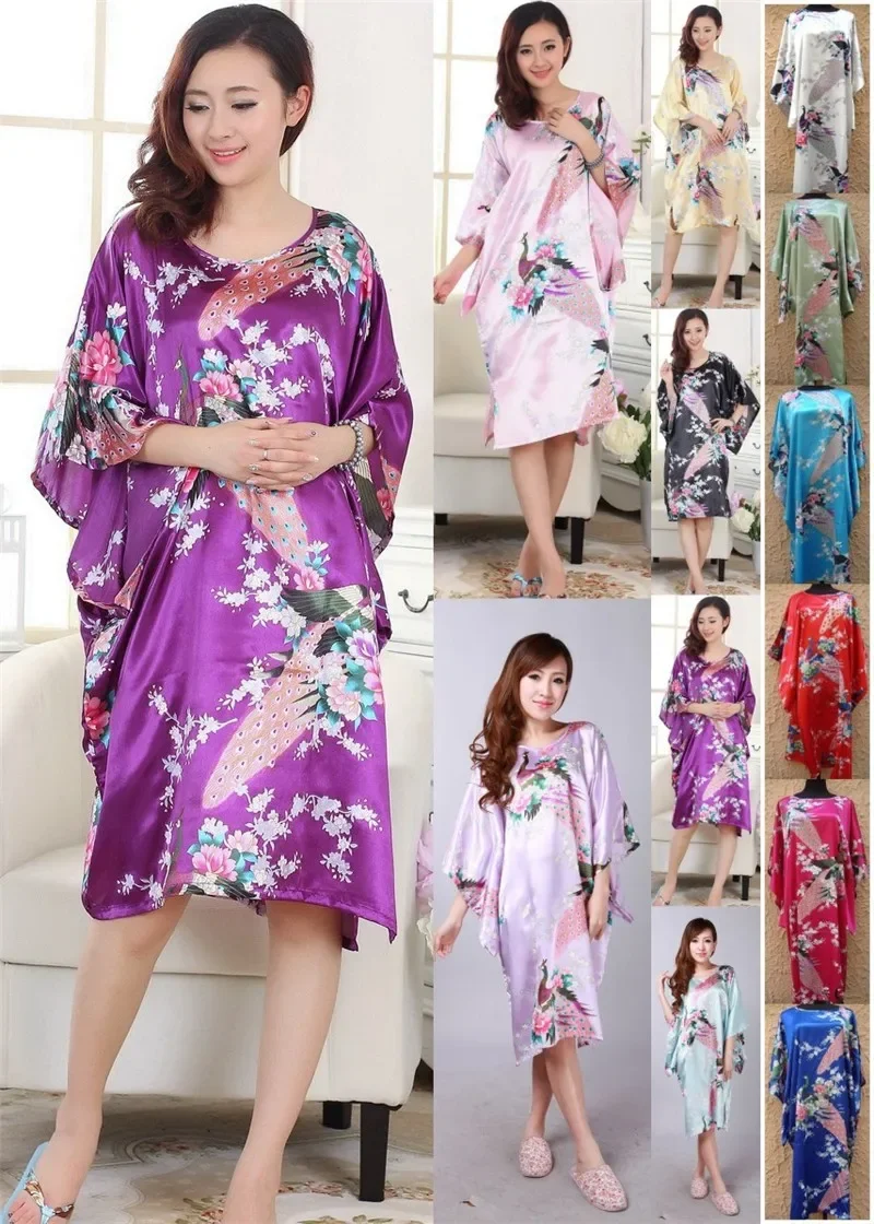 2025 New Short Style Loose Japanese Satin Peacock Woman Yukata Dress Bathrobe Gown Bride Bridesmaid Wedding Robes Sexy Sleepwear - view 6