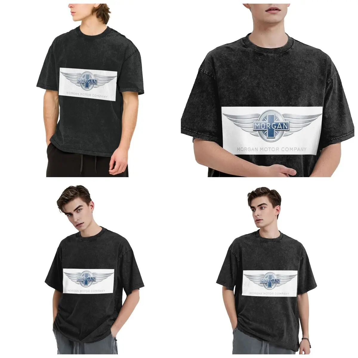 Streetwear T-Shirts Morgan Motor Car Company Washed T Shirt Short Sleeve Hip Hop T-Shirt Tops Tees for Men Women