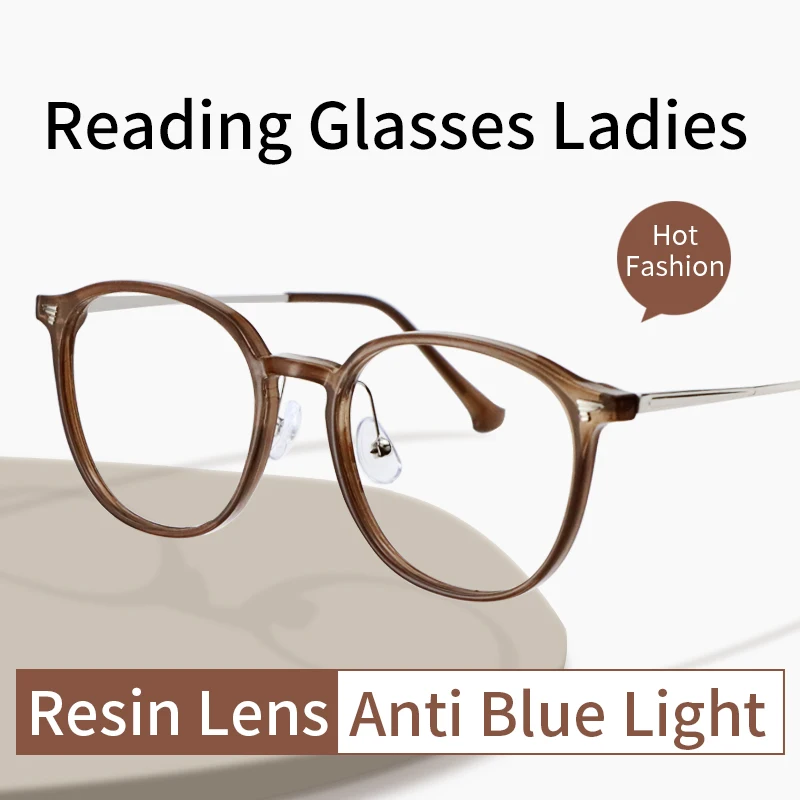 

Blue Light Blocking Readers Ladies ,TR90 Frames Lightweight,Magnifying Presbyopic Eyeglasses CR39 Hard Resin Lenses for Women