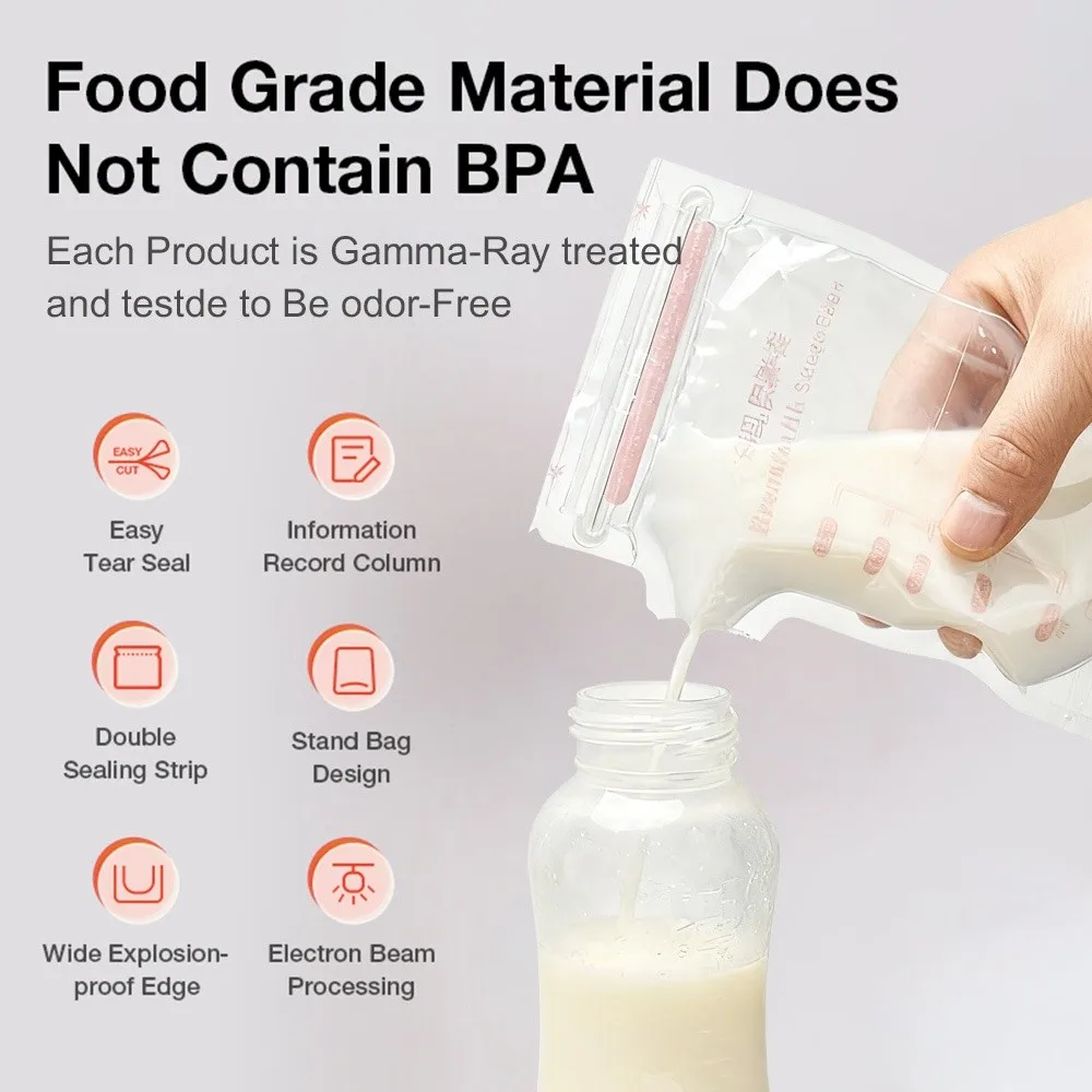 100ml/150ml/200ml/250ml Breastmilk Storage Bags Save Space Leak Proof Disposable Breastmilk Storage Freezing Storage Portable