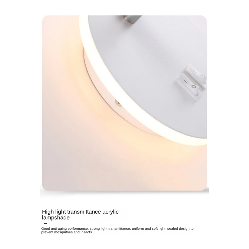 Wall Light Wall Light Backlight USB Charging 330 Degree Rotation Adjustable Wall Lamp Bedside Study Reading Sconce Lamp White