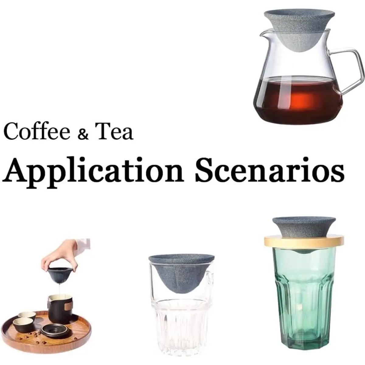 Reusable Ceramic Filter, Portable Filter, Suitable for Travel, Camping, and Home Brewing,Tea Separation Filter