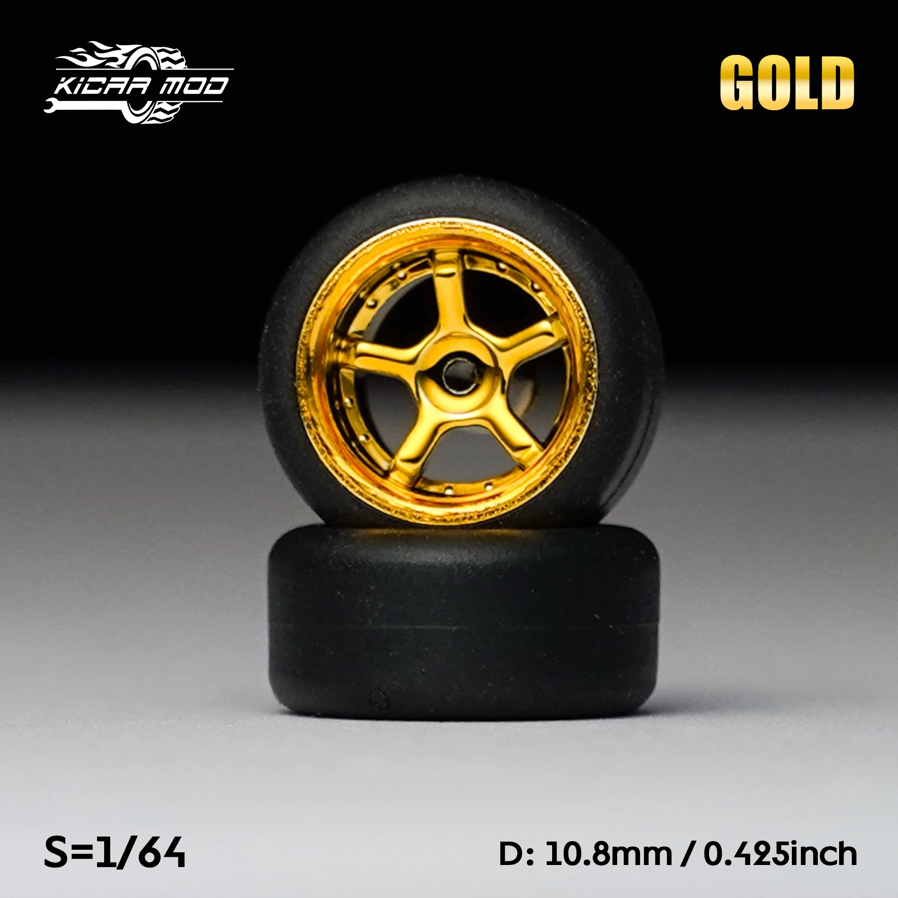 

1 64 Diecast Model Car Wheels 4pcs Electroplated Rims Fixed Rubber Tires DIY Refit Parts for Hot Wheels Tomica(Includes Rivets)