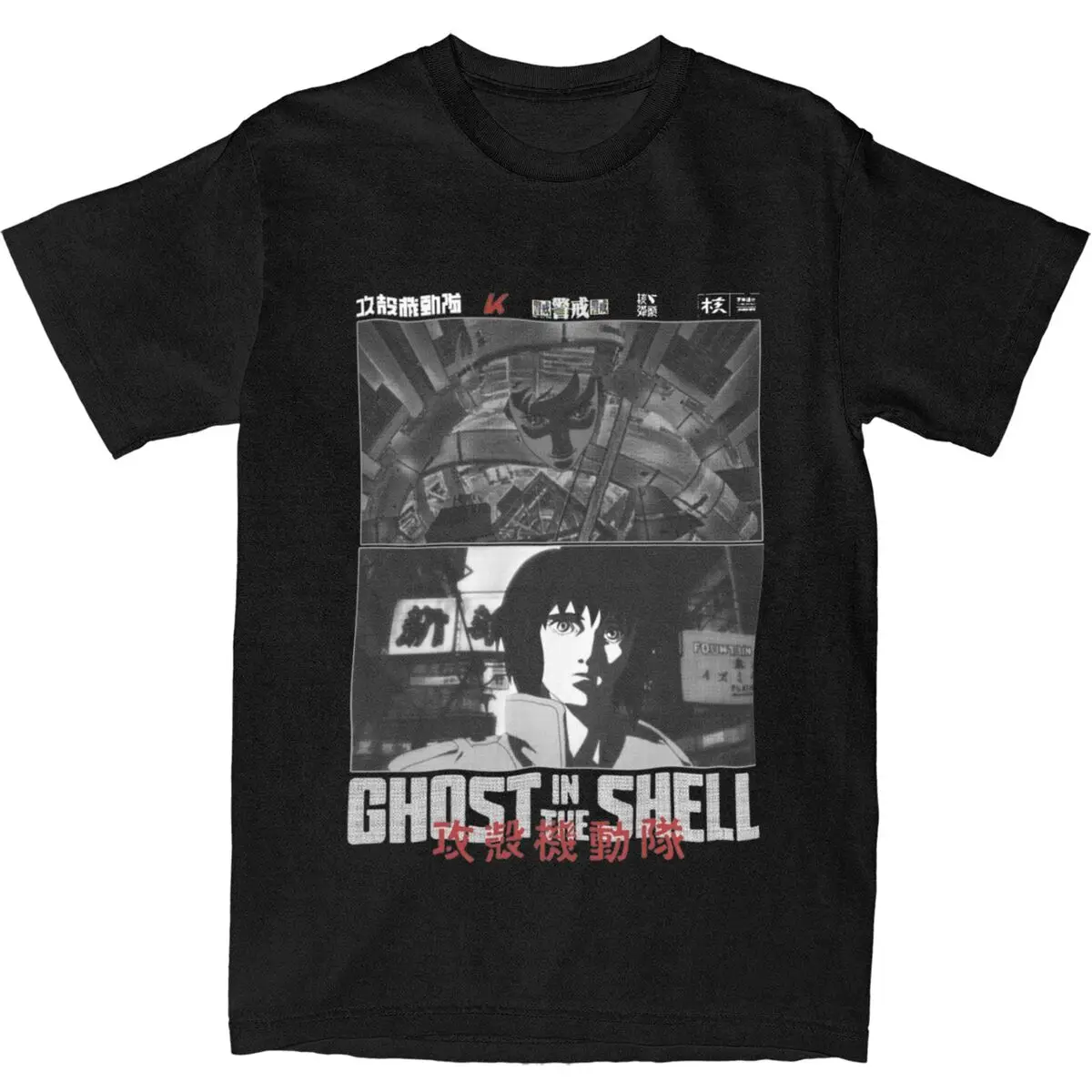 Funny Ghost In The Shell Anime T-Shirt Men Women Round Neck Short Sleeve Tops Shirts Major Motoko Kusanagi Cotton Summer Clothes