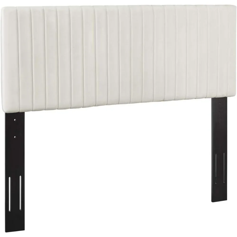 لوح رأس كينج منجد مخملي الأداء معنقدة من قناة Keira في أسرة عاجية لإطارات أريكة سرير غرفة النوم ورؤوس رأس سرير الملكة #4