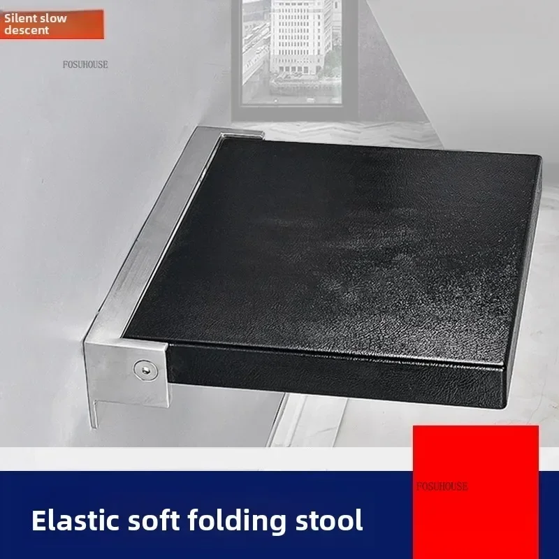 Bathroom Wall-mounted Shower Seats Foldable Non-slip Bath  Foldable Soft Stool Black Shower Seat Home Porch Shoe Stool