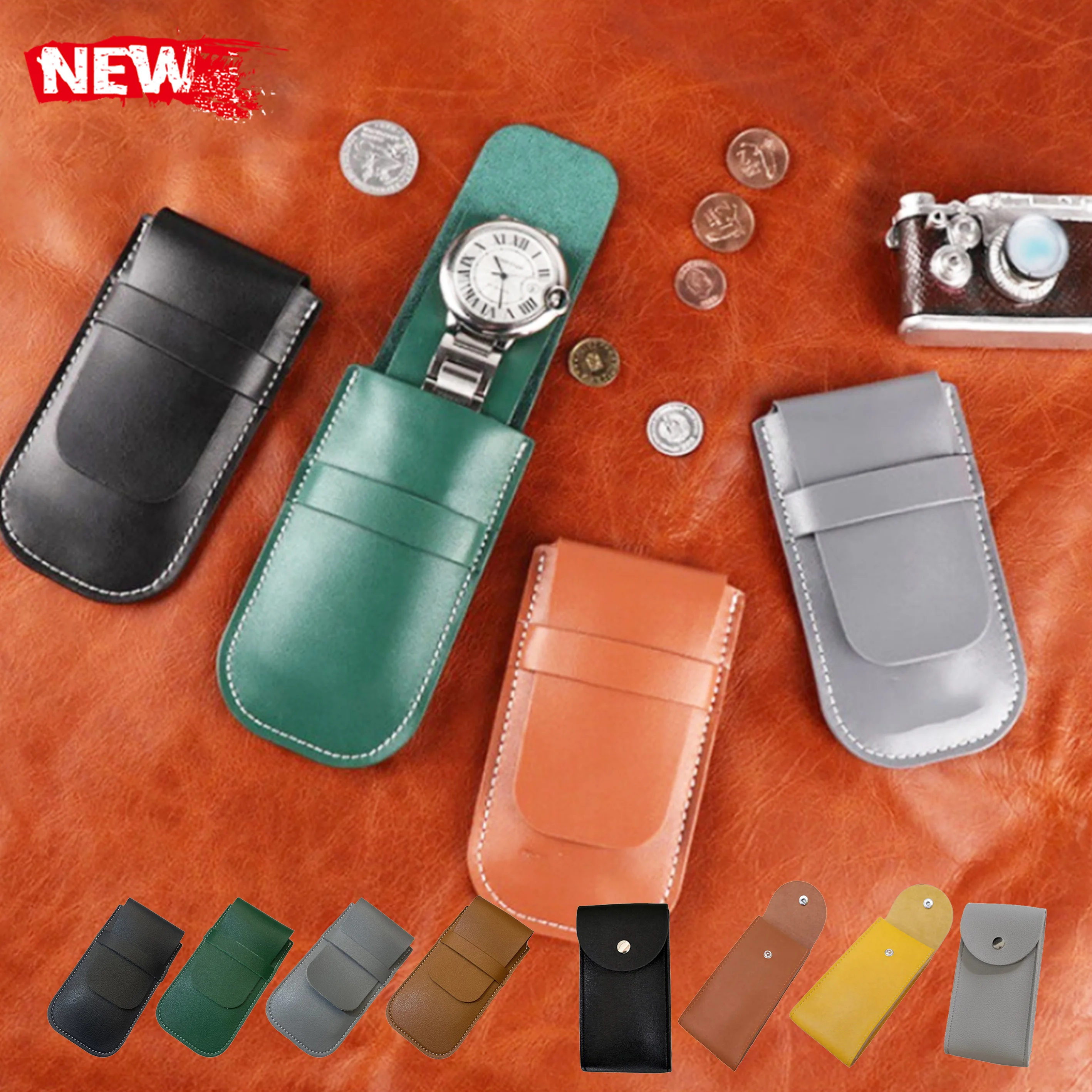 Uhrentaschen-Organizer, Uhrenzubehör, staubdichte Geschenktasche, Flanell- und Ledertaschen für die Aufbewahrung von Schmuck, Uhren, Geschenktaschen