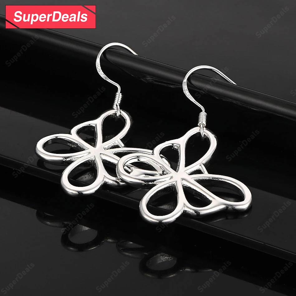 

SuperDeals 925 Sterling Silver Pretty Butterfly Drop Earring Women Party Fashion Temperament Earrings Fine Jewelry Gift