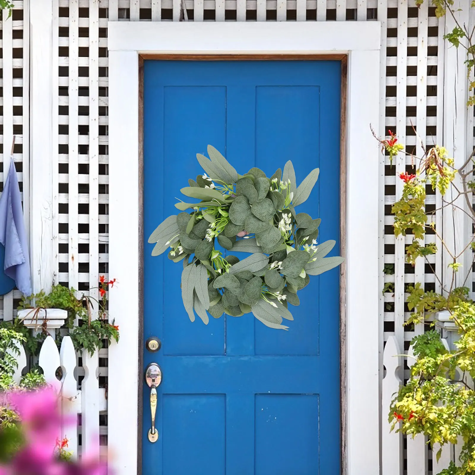 

1Pcs Rabbit Ear Leaf Wreath Simulation Small Size Green Decorative Garland Door Hanging Wall Decor Creative Festival Supplies