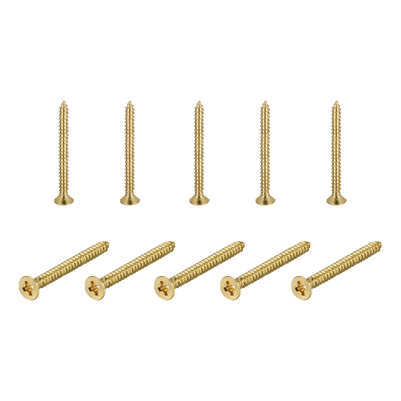 Uxcell 20Pcs Brass Wood Screws, M4x40mm Phillips Flat Head Self Tapping Connector for Door Cabinet Wooden Furniture