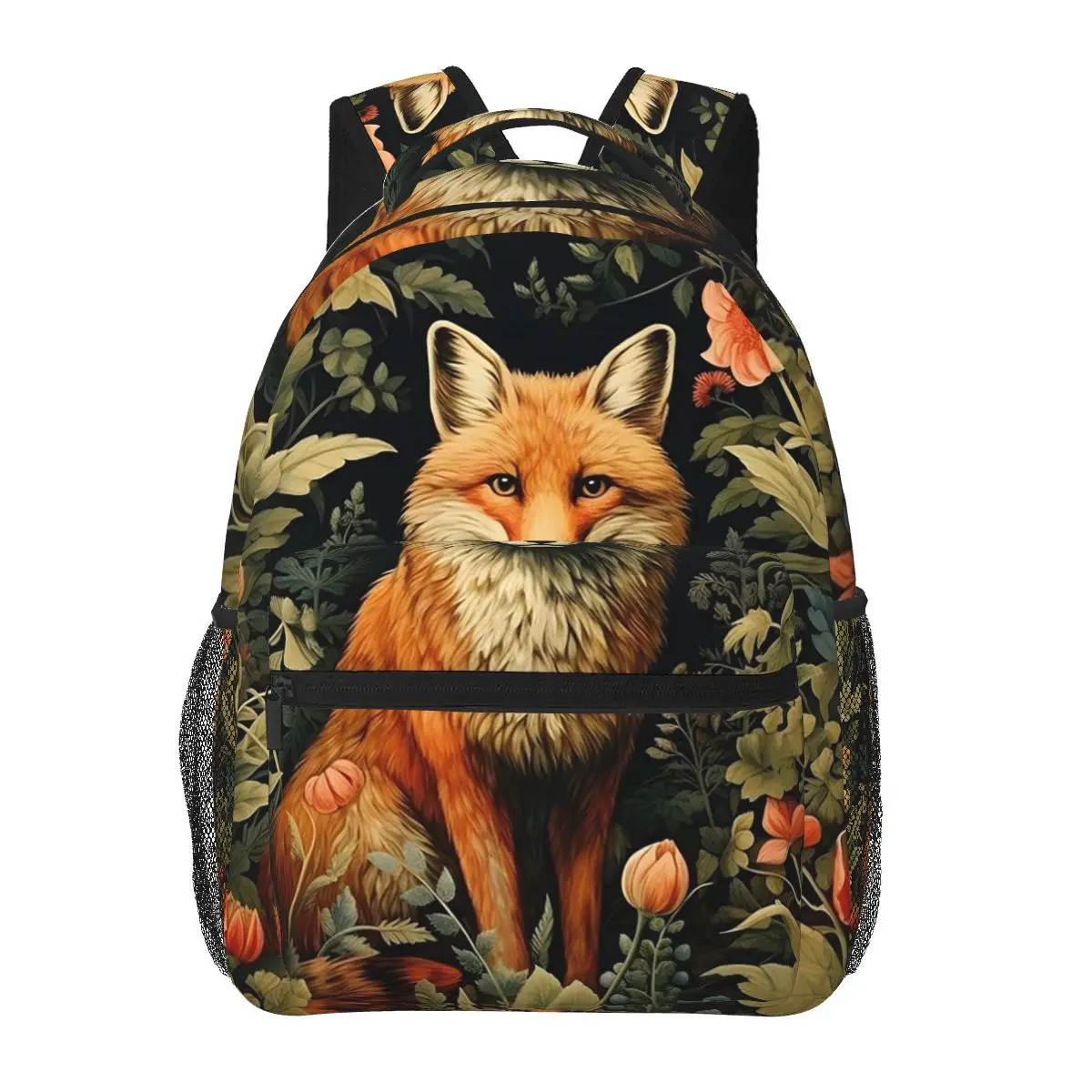 Fox In The Meadow Surround Vibrant Floral Student Backpack School Bag Hiking Travel Daypack for Men Women Bookbag Shoulder Bags