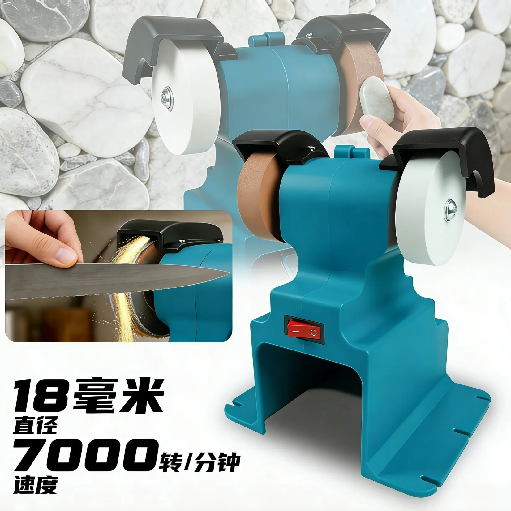 Dual-Head Vertical Cordless Angle Grinder, Lithium-Ion Woodworking Polishing & Trimming Tool, Mini Grinder
