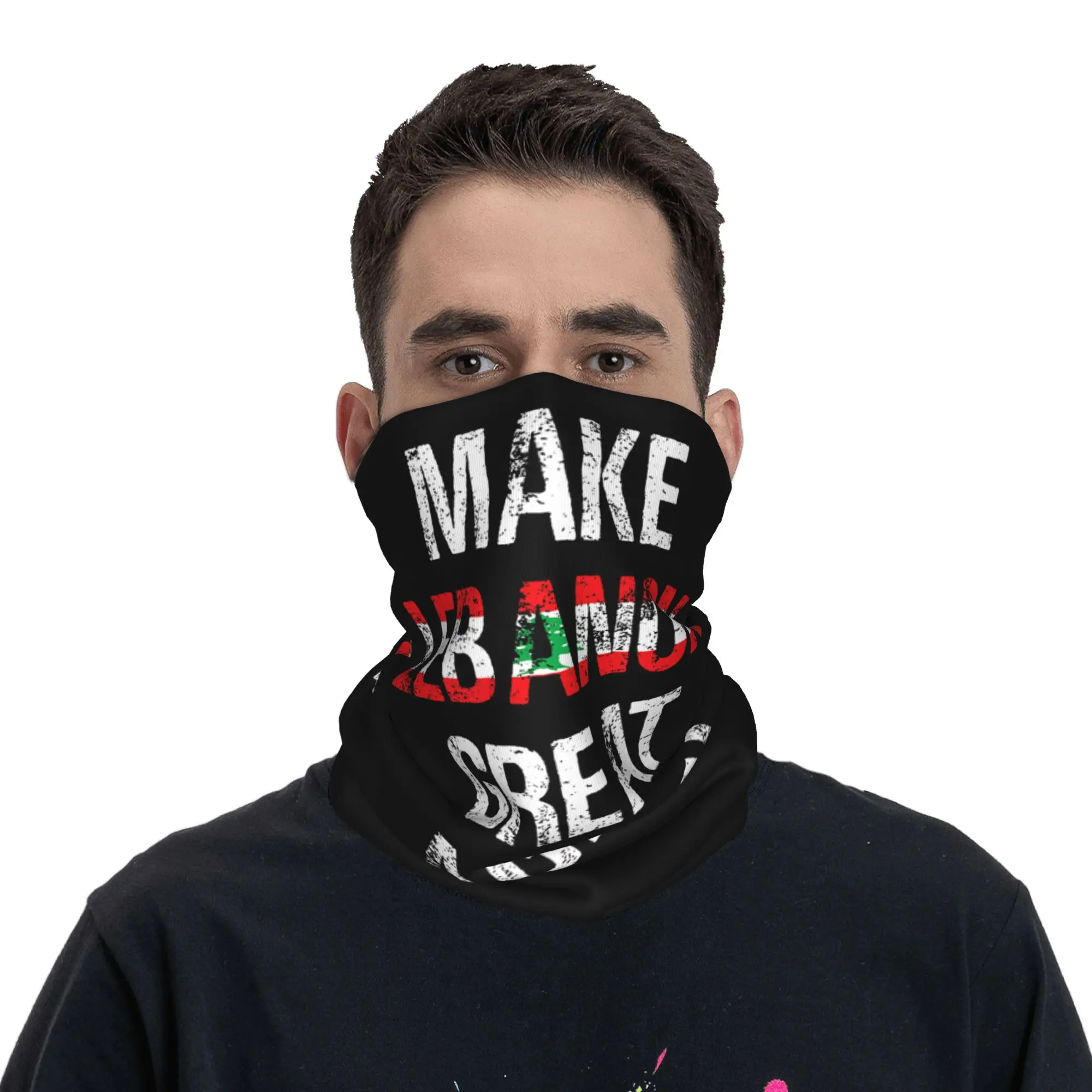 Make Lebanon Great Again Lebanese Bandana Neck Gaiter Printed  Balaclavas Mask Scarf Warm Cycling Fishing for Men Women Adult