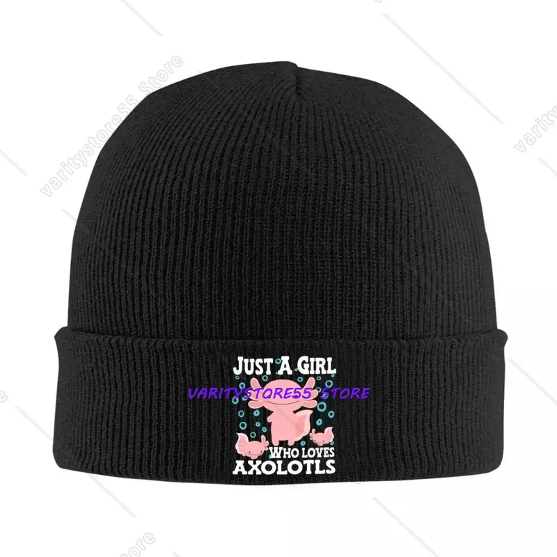 Axolotl Cute Kawaii, Just A Who Love Axolotls Warm Knitted Cap Bonnet Hat Autumn Winter Outdoor Beanies Hats for Unisex