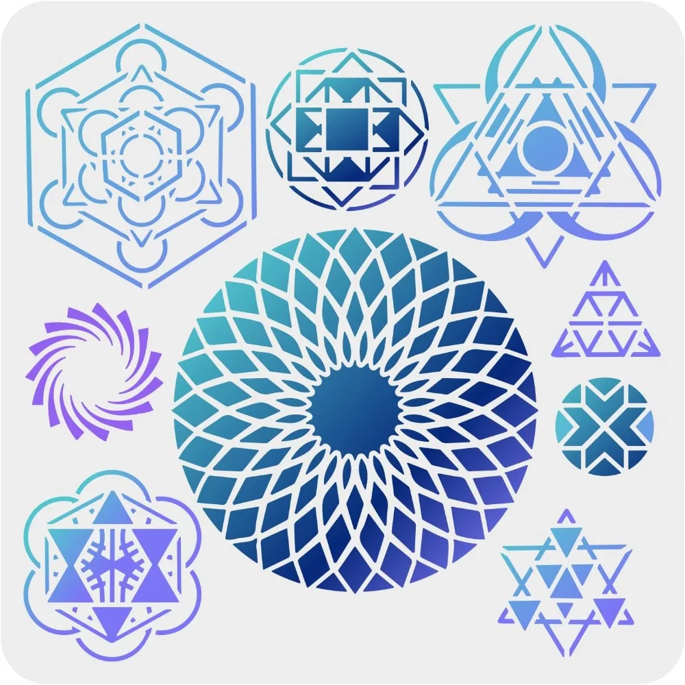 

Cosmos Infinity Symbols Stencil 11.8x11.8 inch Sacred Geometry Drawing Painting Stencils Plastic Array Chakra Pattern Stencil