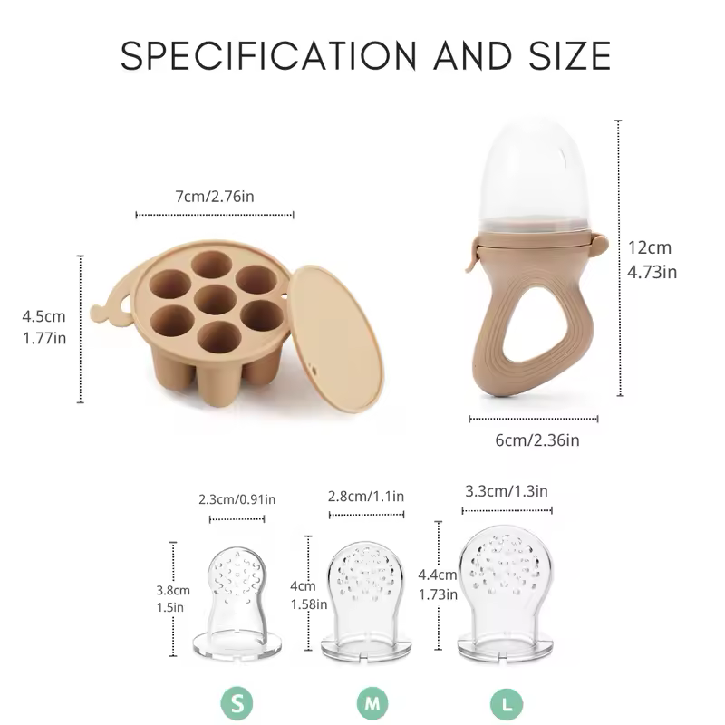 Baby Fruit Feeder Teether Pacifier with Baby Food Freezer Tray Set Silicone Freezable Teether for Fruit Purees Self Feeding - Image 6