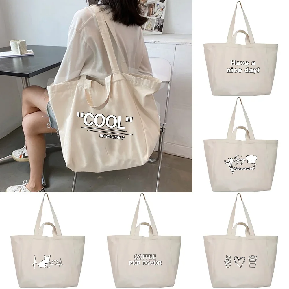 Female Bags Handbag Woman Travel Shopping Bags Canvas Tote Pouch 2026 Fashion Outdoor Organizer Casual Version Wild Food Series