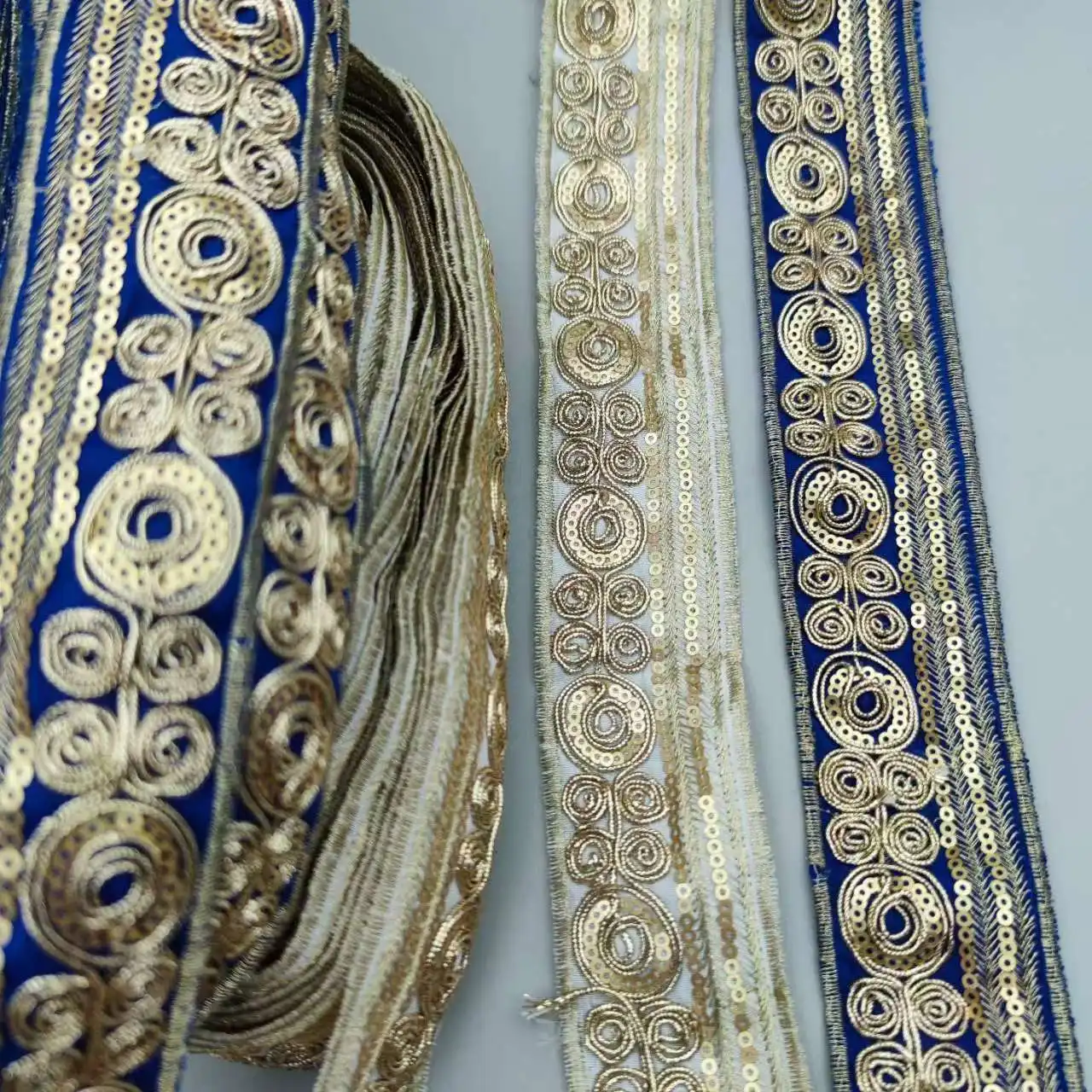 

1 Yards Sequin Lace Trim Lace Fabric DIY Embroidery Ribbons for Garments Headdress Sewing Handmade Supplies Embroidered Fabric