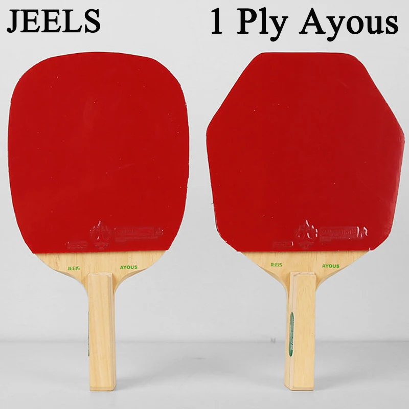 jeels-green-hippo-japanese-style-table-tennis-finished-racket-hexagonal-square-1-ply-ayous-enhanced-elasticity-ping-pong-racket