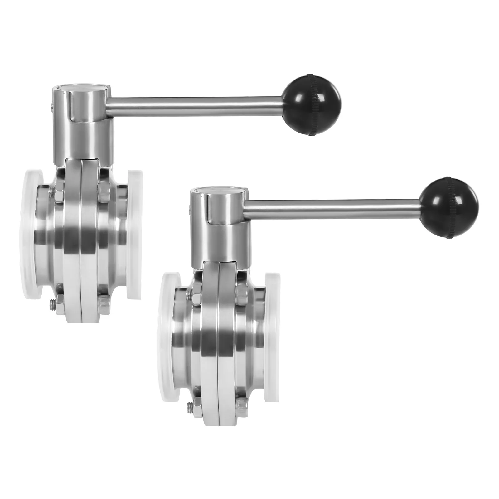 2 stuks buitenste φ6,4 cm/2,52 inch binnenste φ4,8 cm/1,89 inch vlinderklep 1,6 MPa met handvat