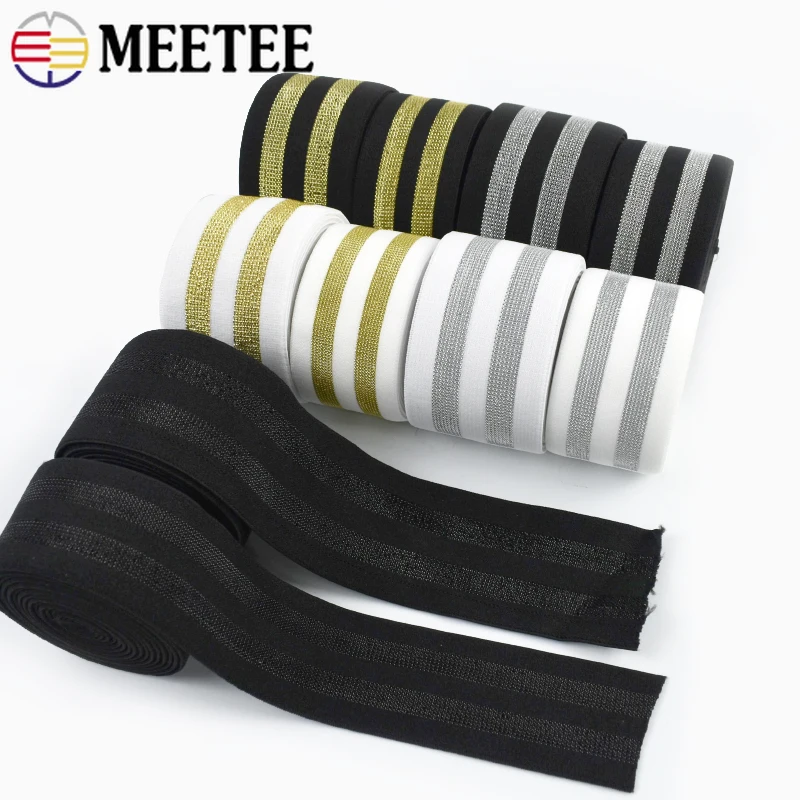 2/5/10Meters 40/50mm Striped Elastic Bands 1.6mm Thick Pants Waistband Rubber Band Bra Strap DIY Skirt Belt Sewing Accessories
