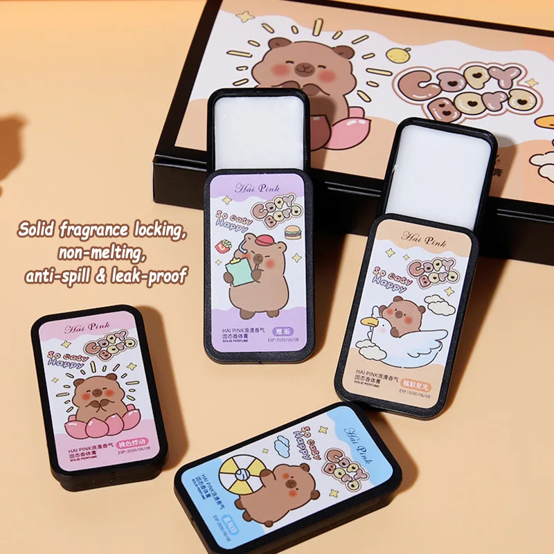 

Набор из 4-х твердых духов, милый портативный твердый ароматический бальзам, стойкий натуральный аромат, удобный для путешествий, подарок для тела.