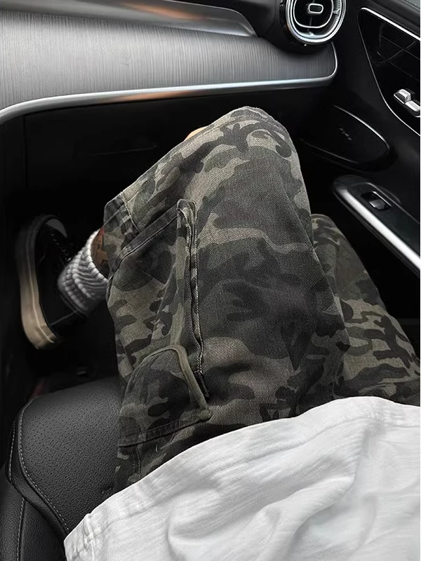 

Камуфляжная рабочая одежда American Sle, мужские летние брюки в стиле хип-хоп, брюки High Street Five-Sixths, прямые повседневные брюки...