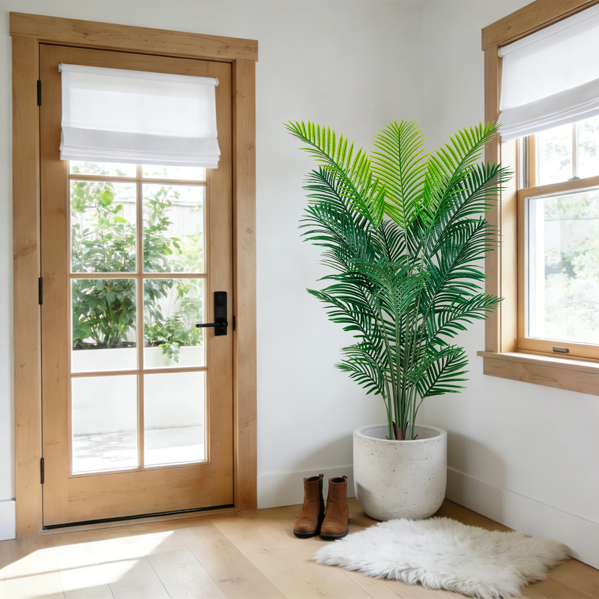 4/5/6 FT Artificial Plants Fake Palm Tree Tropical Palm Leaves Faux Areca Floor Plant in Pot Indoor Realistic-Touch Monstera Leaves for Home Garden Outdoor and Office Decor view 6