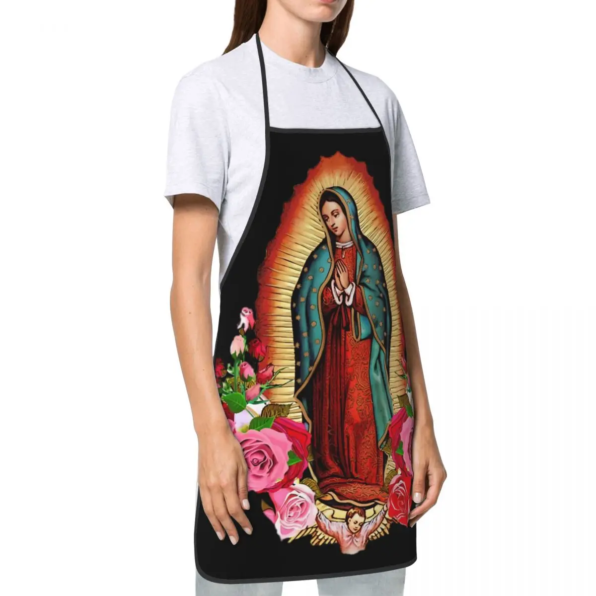 Gifts for Men Women Chef Apron Our Lady Of Guadalupe Virgin Mary Accessories BBQ Aprons Adjustable Water & Oil Resistant