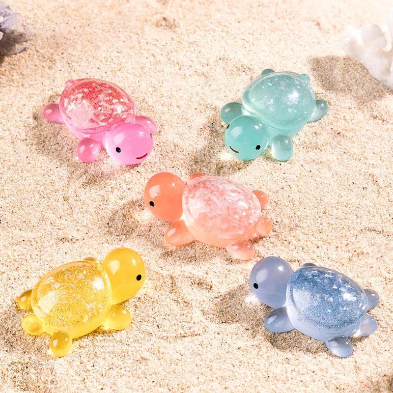 1PC DIY Accessories Mini Glow-in-the-dark Turtle Ornaments Marine Theme Fish Tank Aquascape Resin Craft Desktop Home Decoration