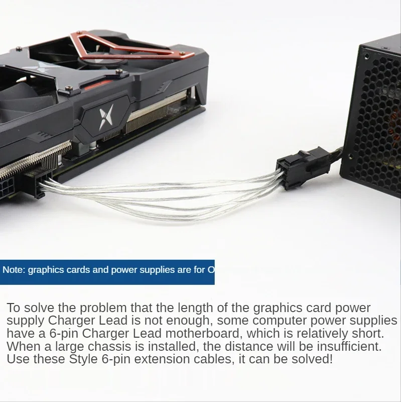 6-pinowy na 8-pinowy żeński na męski kabel konwertera zasilania PCI Express do karty graficznej BTC CPU 6-pinowy na 8-pinowy PCIE 20 cm