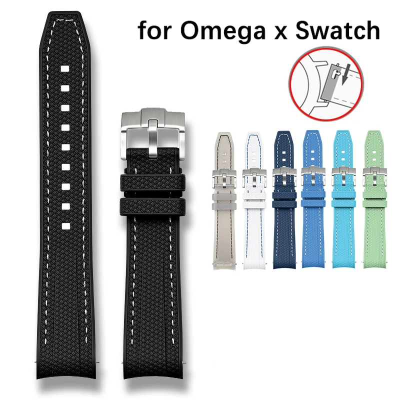20mm Liquid Silicone Watch Strap for Omega X Swatch MoonSwatch Quick Release Men Women Curved End Replace Watch Band Bracelet