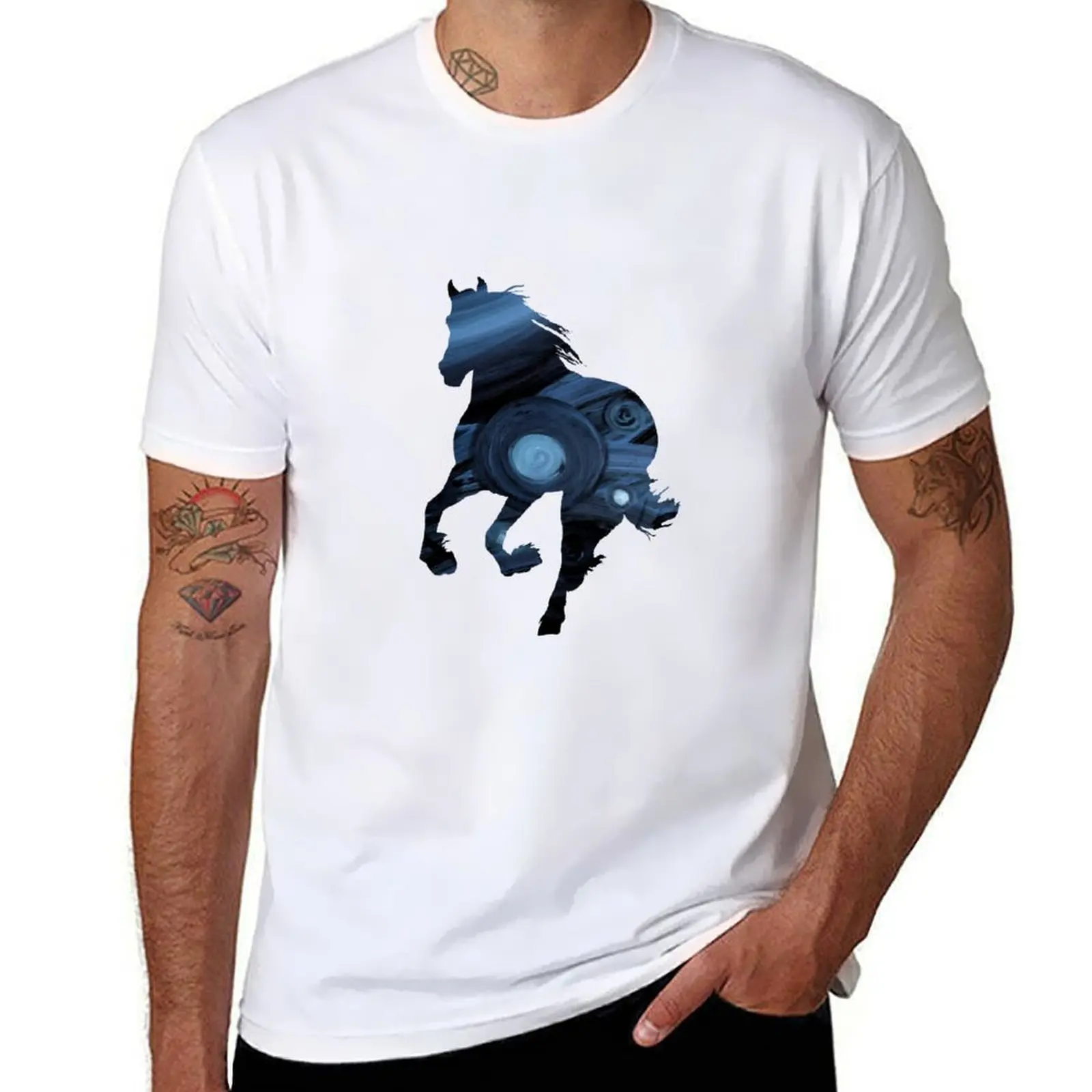 

Blue Horse T-Shirt anime t shirts oversize mens graphic t shirts man t shirts high quality luxury brand T-Shirt