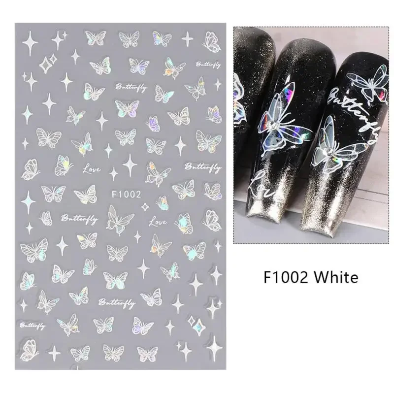 ใช้งานง่ายเลเซอร์เล็บสติกเกอร์ตกแต่งเล็บสติกเกอร์เล็บการออกแบบที่ไม่ซ้ํากัน Astral เล็บรูปลอกผีเสื้อ