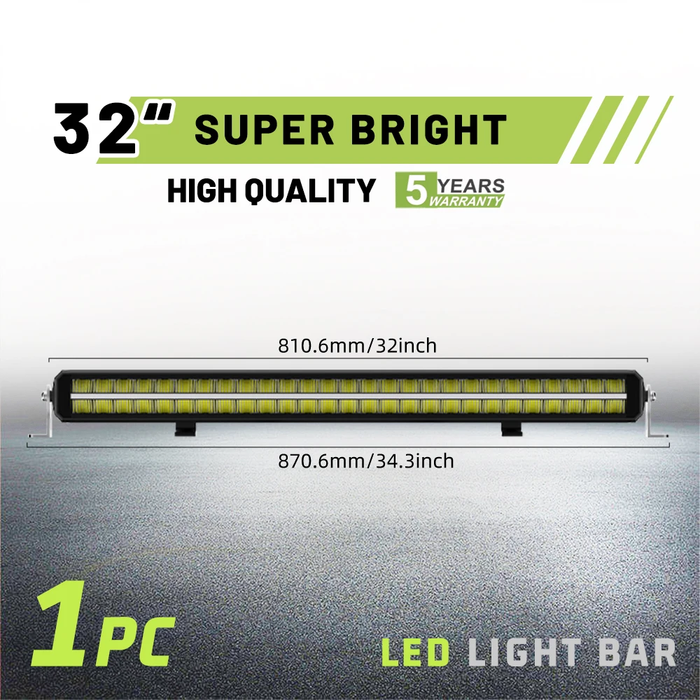 Braveway 2-Rijen 12-52 inch LED-lichtbalk Off-road accessoires 4x4 3500K 6500K DRL met draadkit voor tractor ATVS vrachtwagen 12V 24V - afbeelding 1
