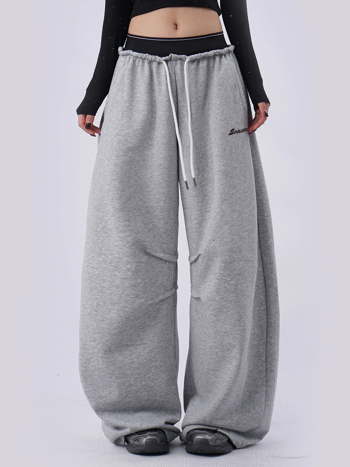 

American Sle Women's Casual Wide Leg Pants Dance Streetwear Loose Trousers Double Waist Knife ey Sportswear