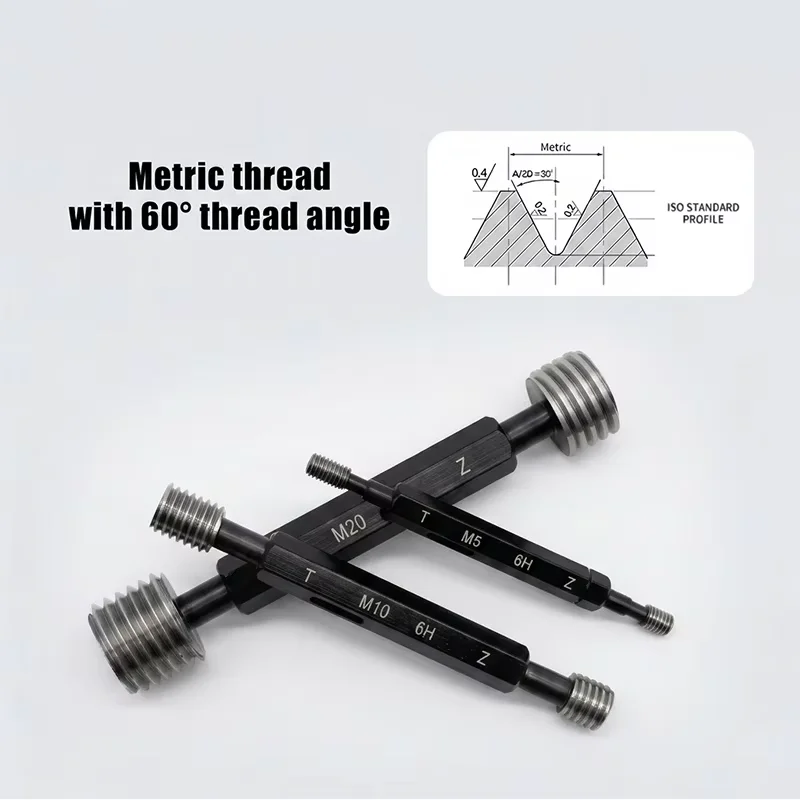 Metric Thread Plug Gauge GO/NO GO 6H Tolerance Coarse Fine Thread Gauge For M Series Thread Inspection，M0.8-M14，Customizable