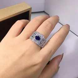 CAOSHI Silver Color Brilliant Rings for Women Single Blue Cubic Zirconia Wedding Engagement Fashion Style Statement Jewelry Gift