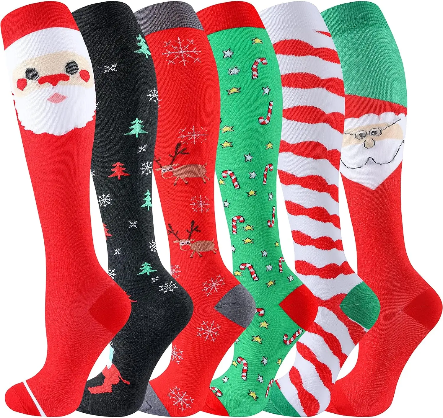 

3/6 Pairs Compression Socks Running Sports Socks Women Men Varicose Veins Pregnant Edema Christmas Compression Stockings