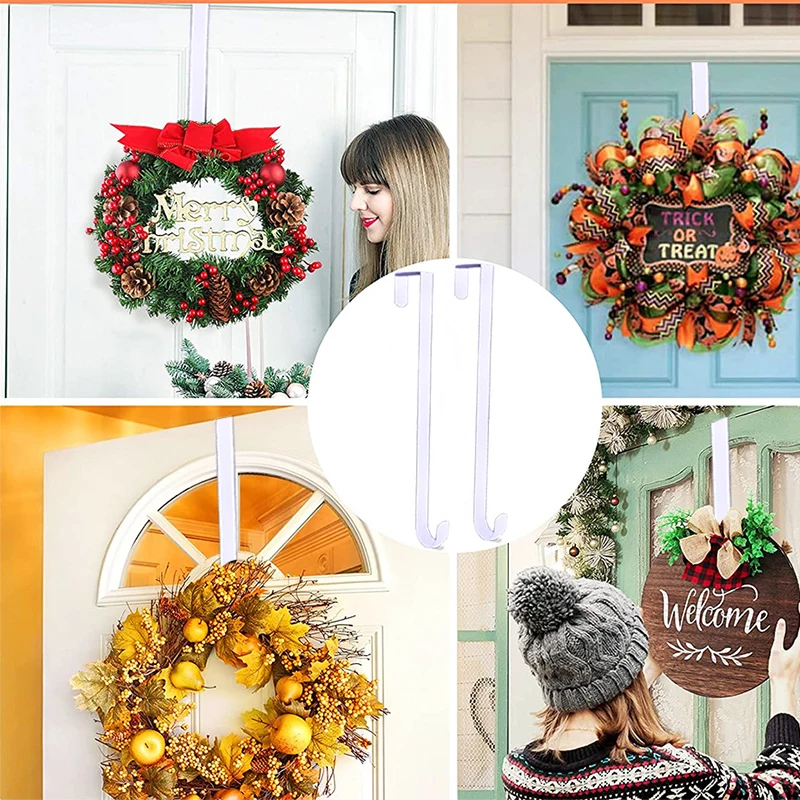 1/2/4 Stück Weihnachts-Blumenkranz-Aufhänger für die Tür, nagelfreier, wiederverwendbarer Türhaken, Weihnachts- und Oster-Aufbewahrungskranz-Aufhänger – Detail 4