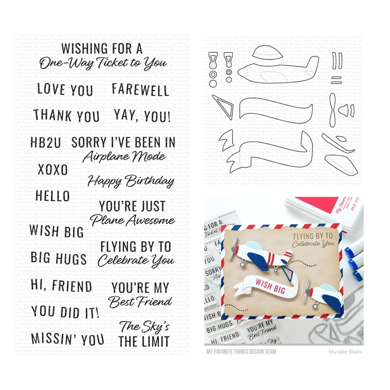 

July 2023 New Plane and Simple Sentiments Clear Stamps Cutting Dies Scrapbooking for Paper Making Frames Card Set