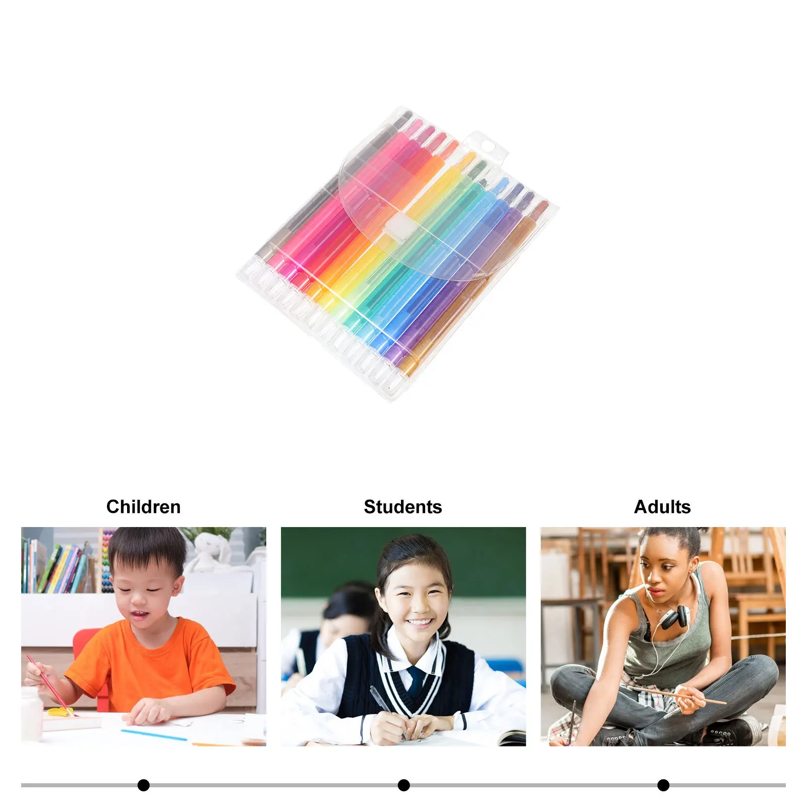 

12Pcs Rotating Painting Crayons 12 Colors Kids Color Drawing Pens Portable Artistic Oil Painting Tools for Children's Art