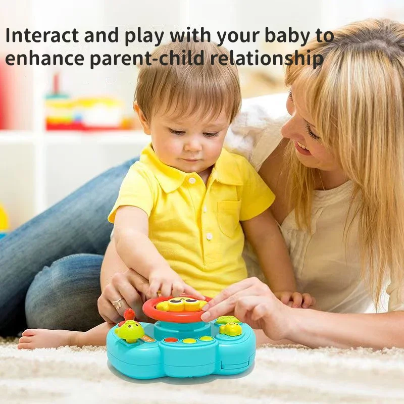 Volante de simulación interactivo para niños, juguete con luz de cangrejo, volante educativo para cochecito de bebé con características vocales, regalo